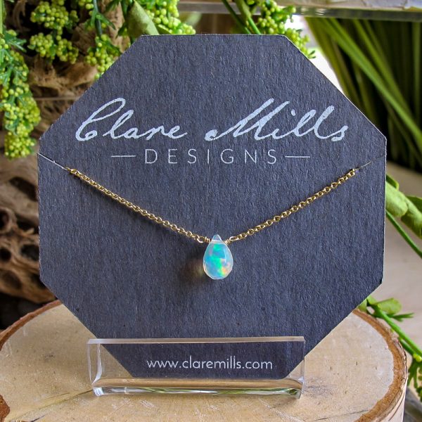 Ethiopian Opal Faceted Teardrop Necklace