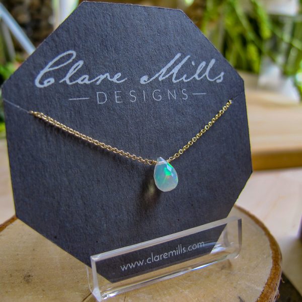 Ethiopian Opal Faceted Teardrop Necklace - Image 2