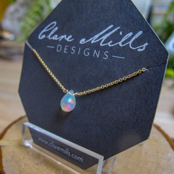 Ethiopian Opal Faceted Teardrop Necklace - Image 3