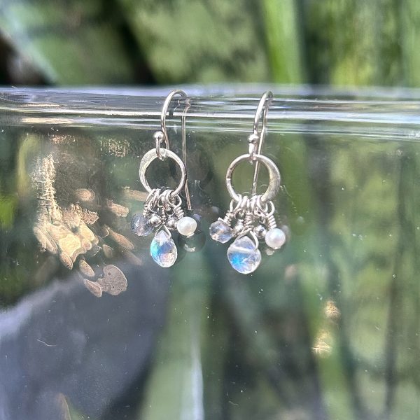 Moonstone, Labradorite & Pearl Earrings - Image 2
