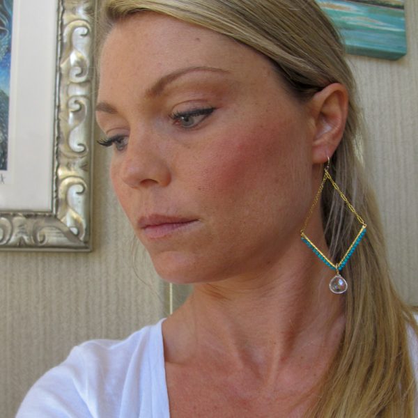 Seeker Quartz Crystal and Turquoise Earrings - Image 4