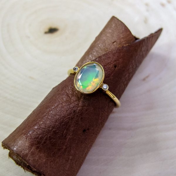 Faceted Ethiopian Opal Ring - Image 3