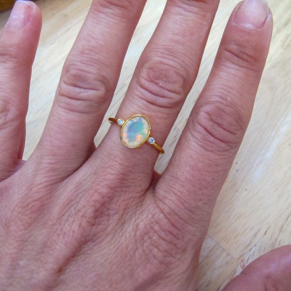 Faceted Ethiopian Opal Ring - Image 4