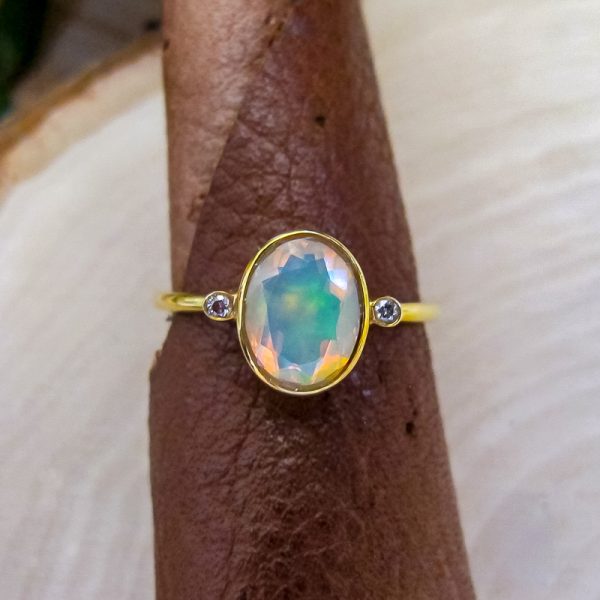 Faceted Ethiopian Opal Ring