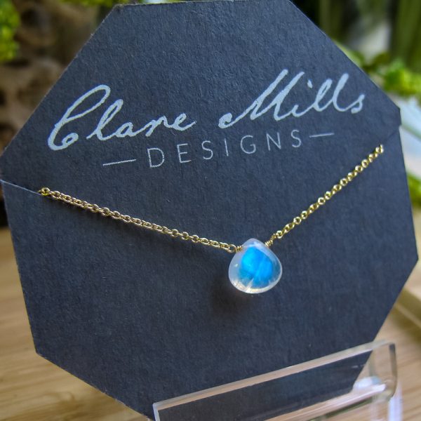 Smooth AAA Moonstone Teardrop Necklace - Image 2