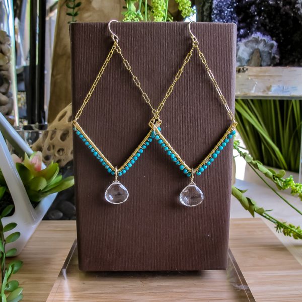 Seeker Quartz Crystal and Turquoise Earrings