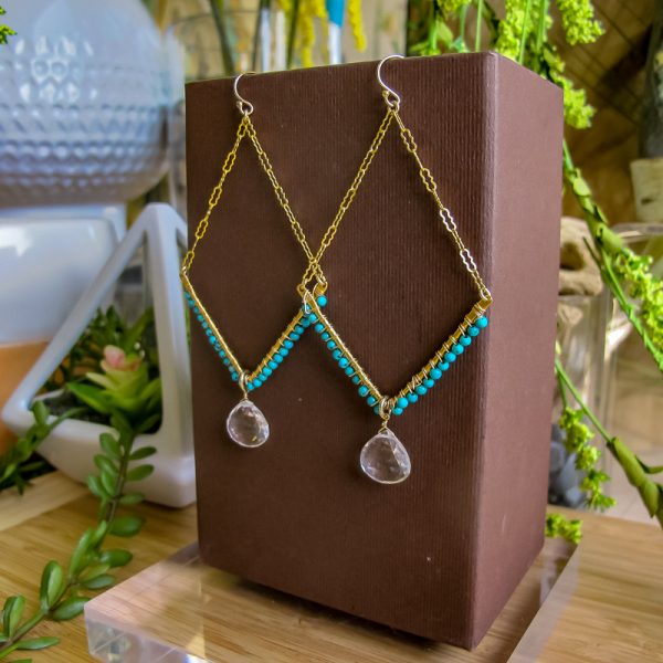 Seeker Quartz Crystal and Turquoise Earrings - Image 3