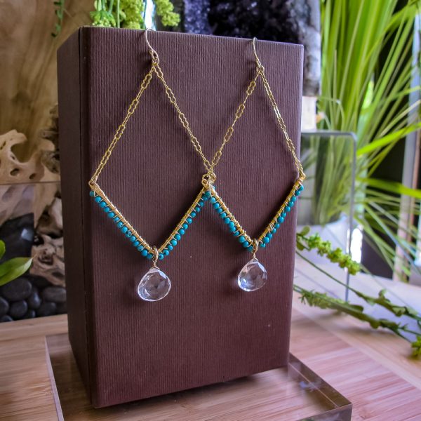Seeker Quartz Crystal and Turquoise Earrings - Image 2