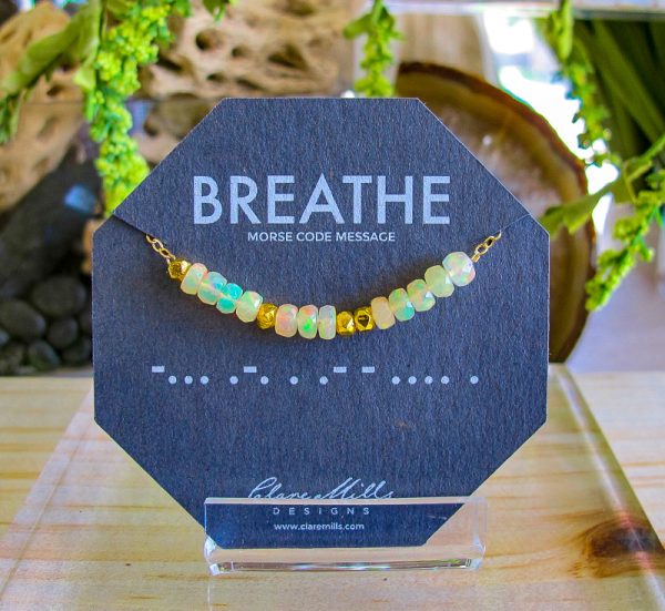 Breathe Opal Morse Code Necklace