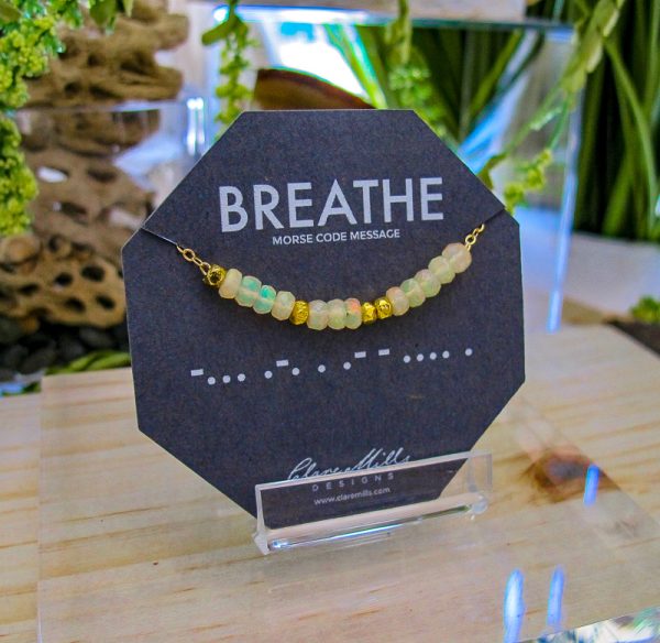 Breathe Opal Morse Code Necklace - Image 2