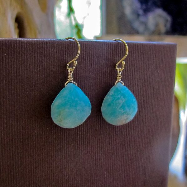 Amazonite Teardrop Gemstone Earrings - Image 3