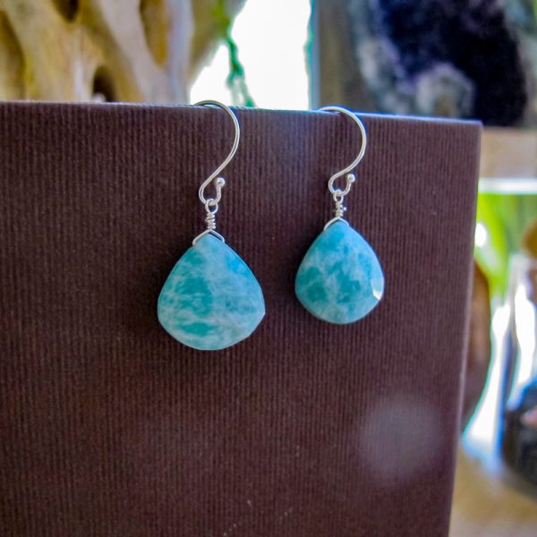 Amazonite Teardrop Gemstone Earrings - Image 2