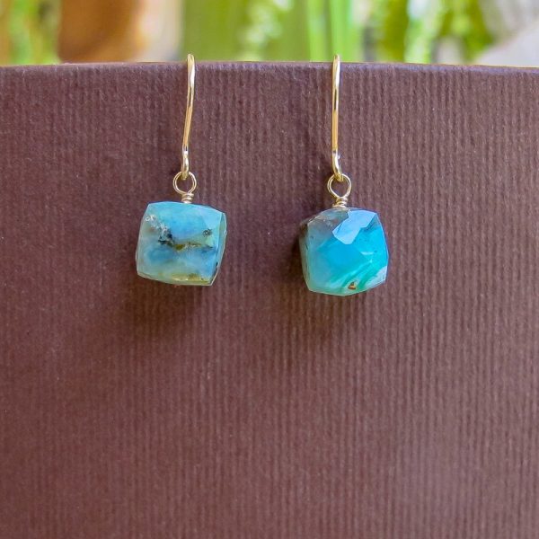 Peruvian Opal Cube Earrings