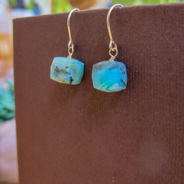 Peruvian Opal Cube Earrings - Image 2
