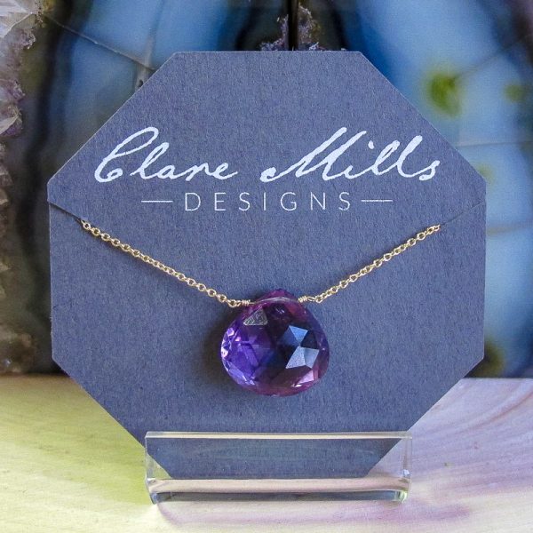 LSU Large Amethyst Teardrop Necklace