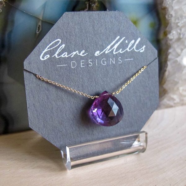 LSU Large Amethyst Teardrop Necklace - Image 3