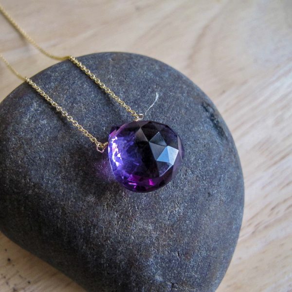 LSU Large Amethyst Teardrop Necklace - Image 2