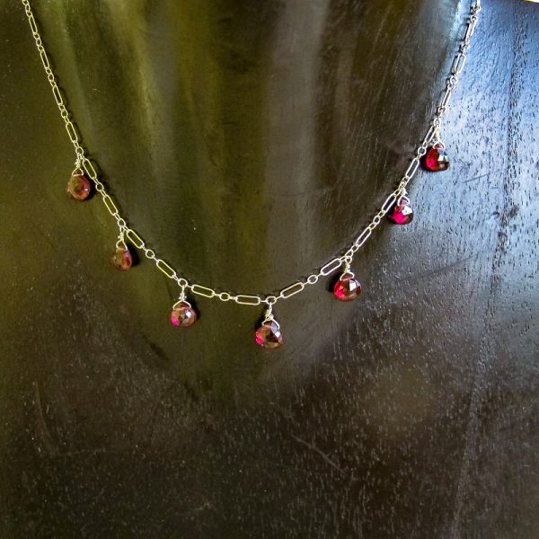 Rhodolite Garnet Teardrop Necklace - Image 2