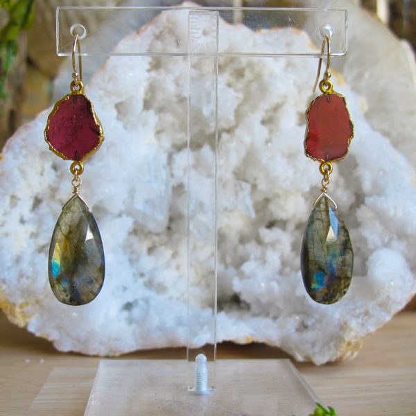 Eyes on Me Garnet & Labradorite Earrings - Image 5