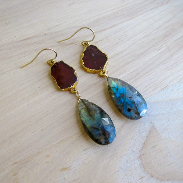 Eyes on Me Garnet & Labradorite Earrings - Image 4