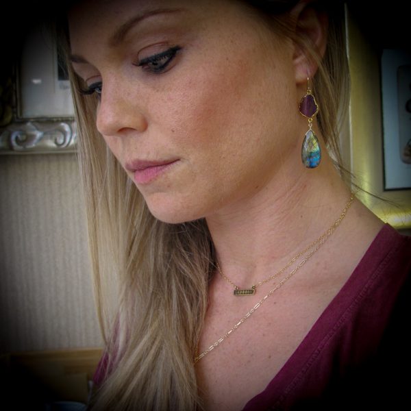 Eyes on Me Garnet & Labradorite Earrings - Image 3