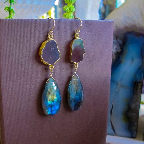 Eyes on Me Garnet & Labradorite Earrings - Image 2