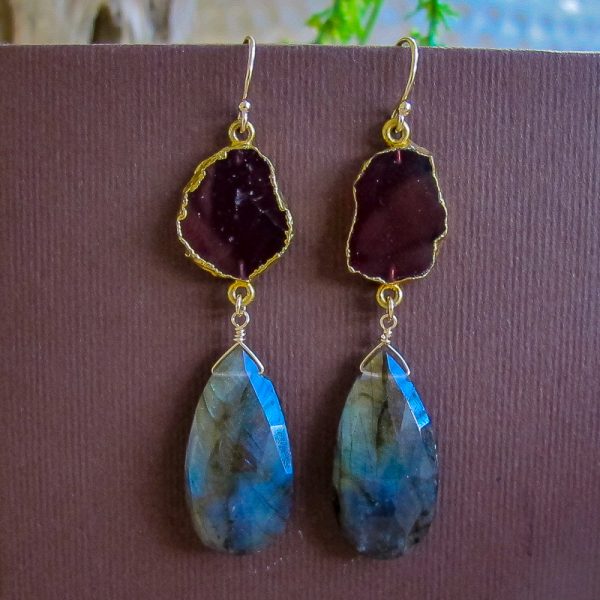 Eyes on Me Garnet & Labradorite Earrings