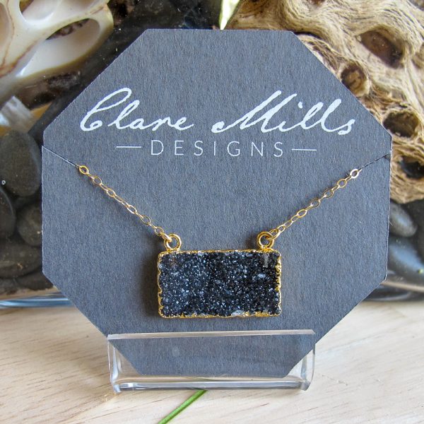 Black Druzy Bar Necklace - Image 2