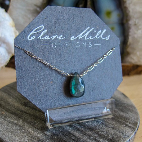 Medium Labradorite Teardrop Necklace - Image 2