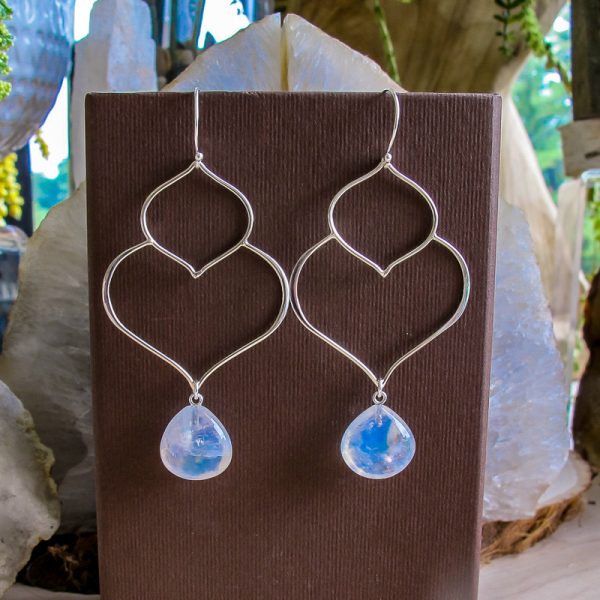 AAA Moonstone Double Lotus Earrings