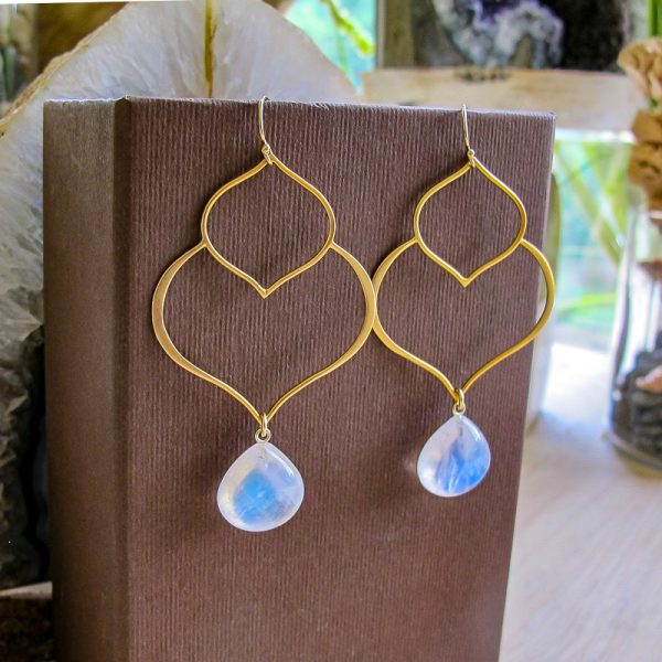 AAA Moonstone Double Lotus Earrings - Image 3