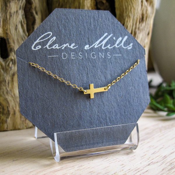 Baby Sideways Cross Necklace