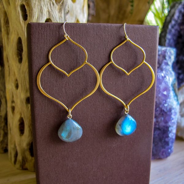 AAA Labradorite Double Lotus Earrings