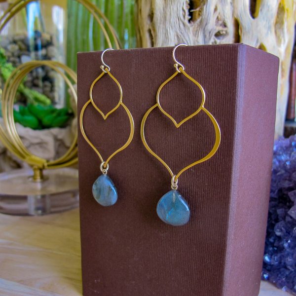 AAA Labradorite Double Lotus Earrings - Image 2