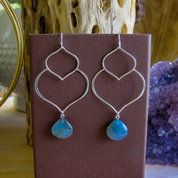 AAA Labradorite Double Lotus Earrings - Image 4
