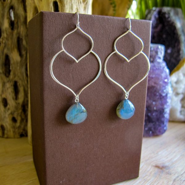 AAA Labradorite Double Lotus Earrings - Image 3