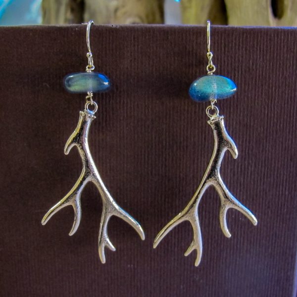 AAA Labradorite Antler Earrings