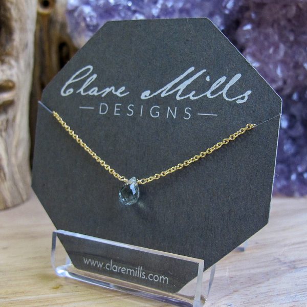 Faceted Aquamarine Teardrop Necklace