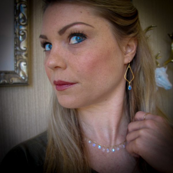 Medium Teardrop Aquamarine Earrings - Image 2
