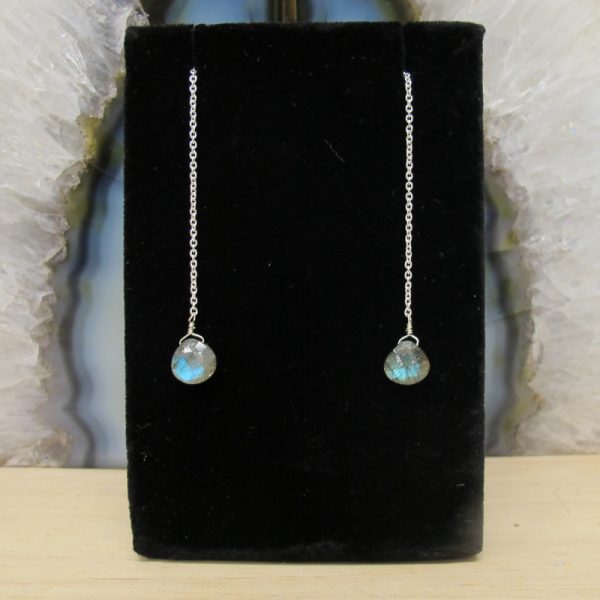 Labradorite Teardrop Threader Earrings