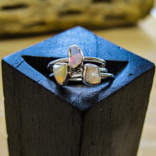 Ethiopian Opal Sterling Silver Stack Ring