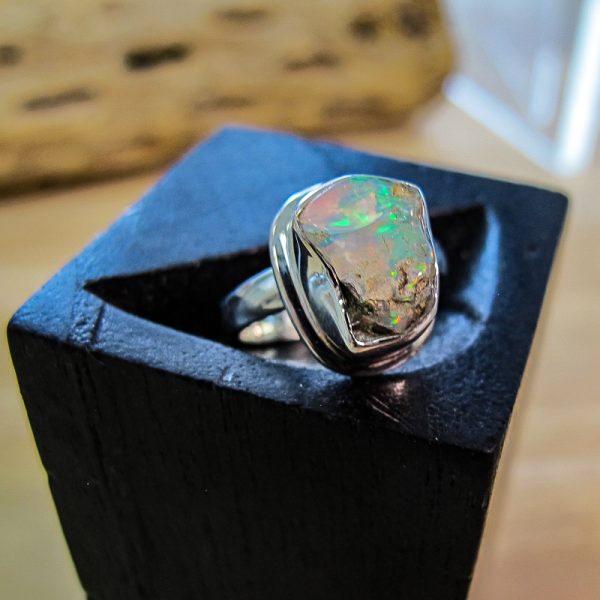 Rough Cut Ethiopian Opal Ring