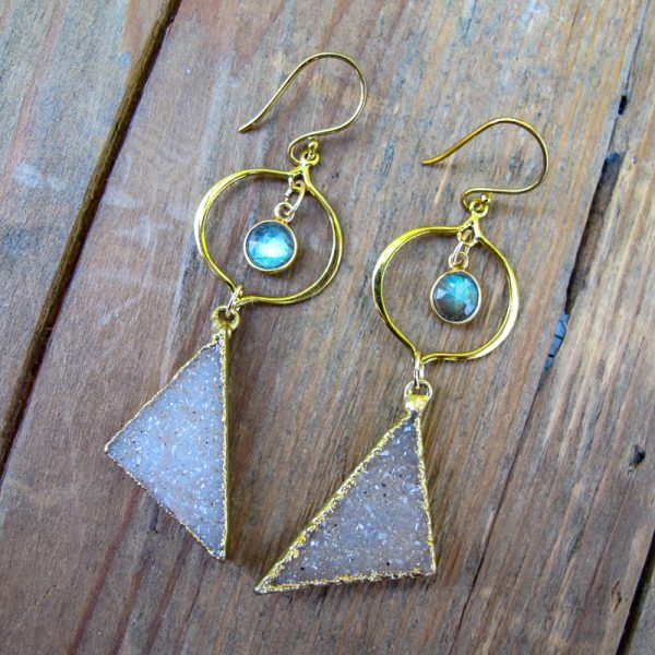 Labradorite and Druzy Earrings II