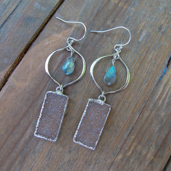 Labradorite and Druzy Earrings III