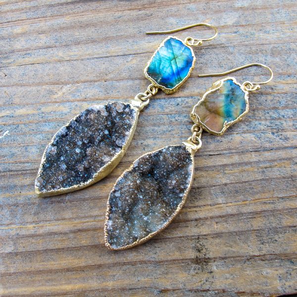 Labradorite & Druzy Earrings