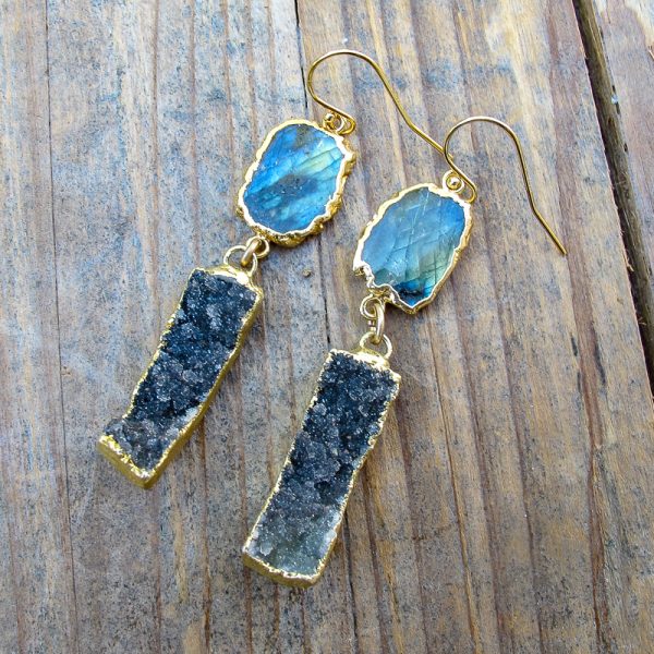 Labradorite & Druzy Earrings