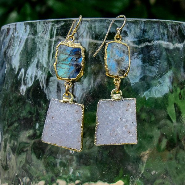 Labradorite & Druzy Earrings