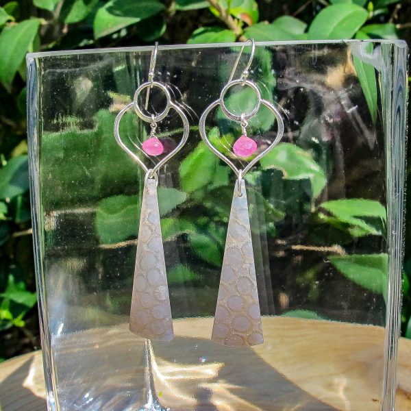 Sapphire & Fossilized Coral Earrings - Image 2