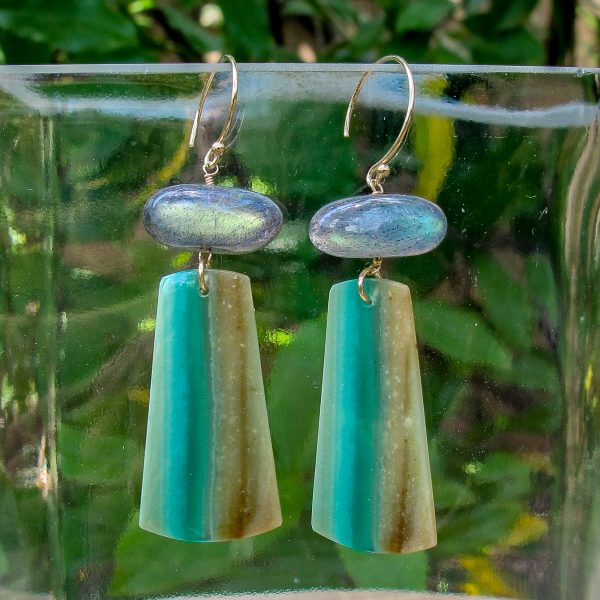 Labradorite & Petrified Wood Earrings - Image 3