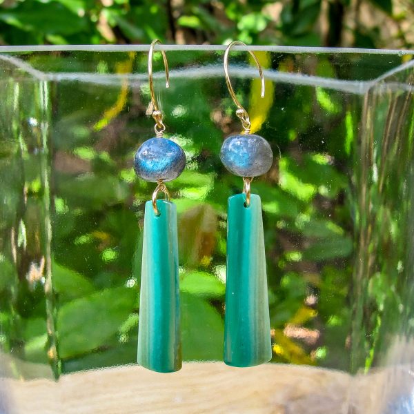Labradorite & Petrified Wood Earrings